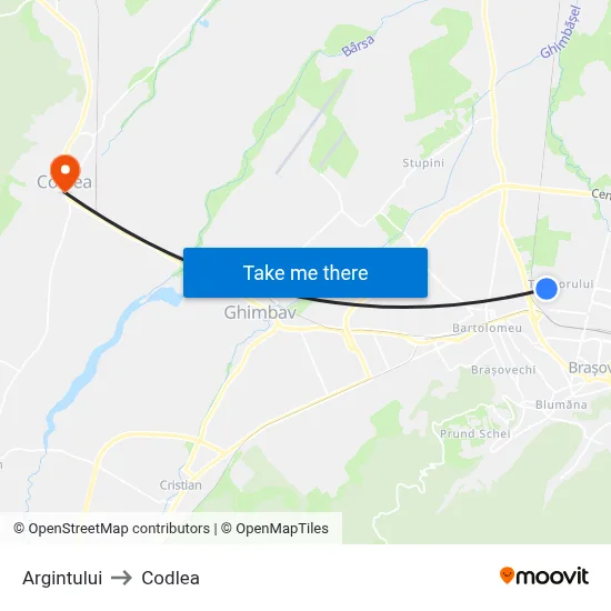 Argintului to Codlea map