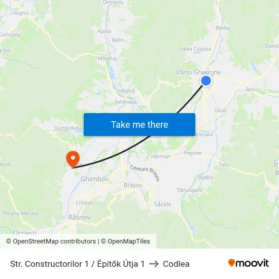 Str. Constructorilor 1 / Építők Útja 1 to Codlea map