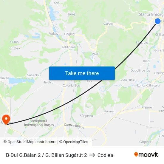 B-Dul G.Bălan 2 / G. Bălan Sugárút 2 to Codlea map