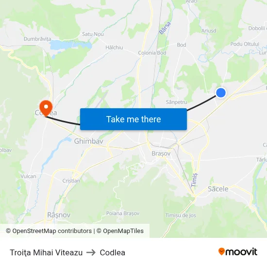 Troiţa Mihai Viteazu to Codlea map