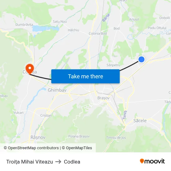 Troiţa Mihai Viteazu to Codlea map