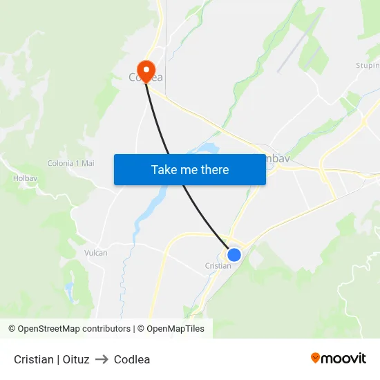Cristian | Oituz to Codlea map