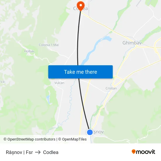 Râșnov | Fsr to Codlea map