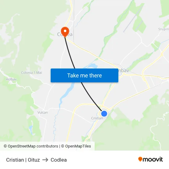 Cristian | Oituz to Codlea map
