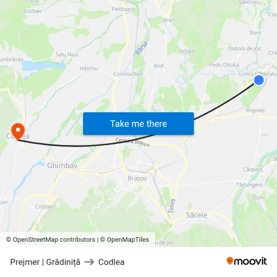 Prejmer | Grădiniță to Codlea map