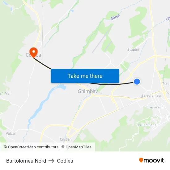 Bartolomeu Nord to Codlea map