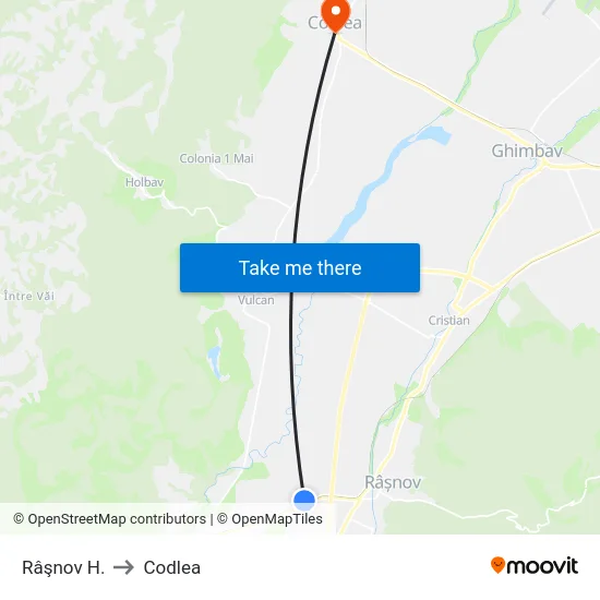 Râşnov H. to Codlea map