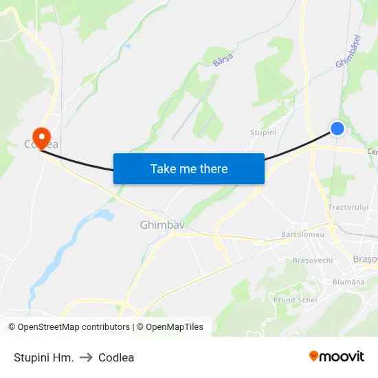 Stupini Hm. to Codlea map