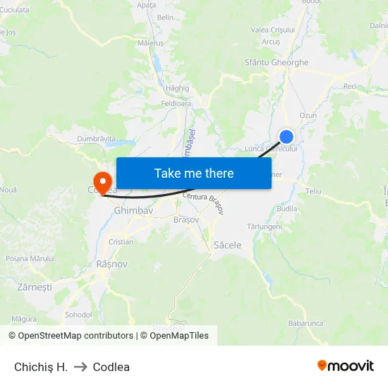 Chichiş H. to Codlea map