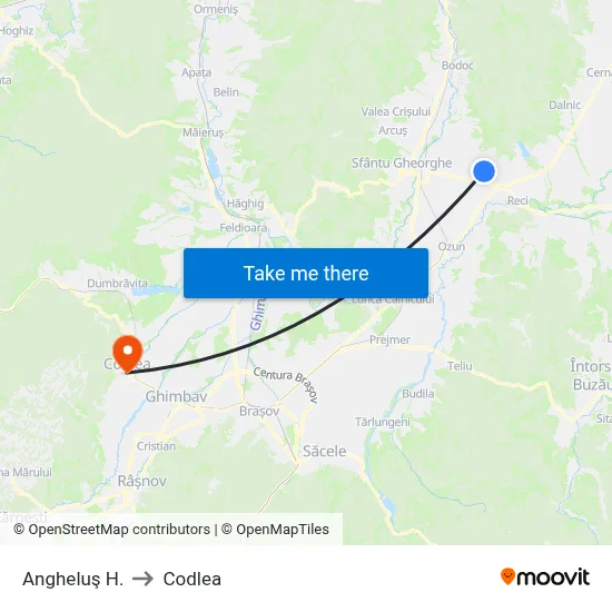 Angheluş H. to Codlea map