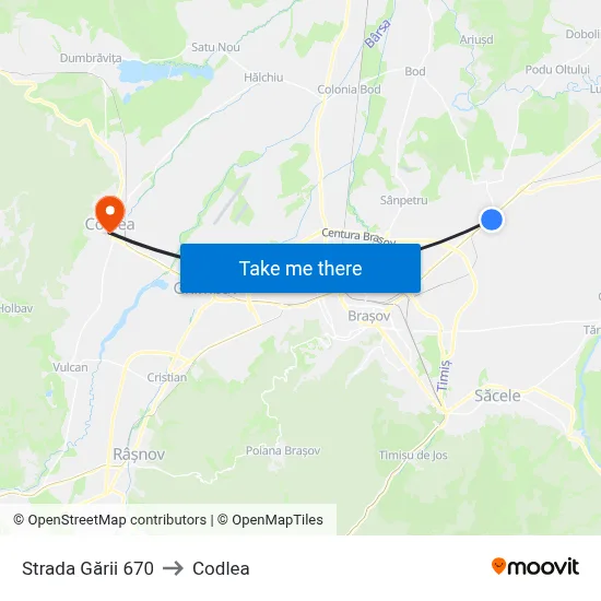 Strada Gării 670 to Codlea map