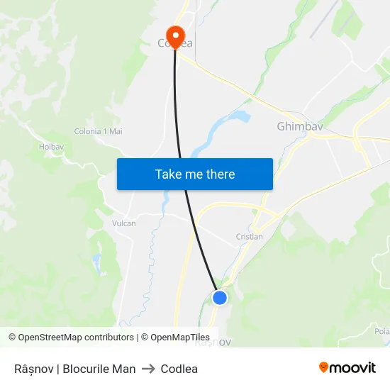 Râșnov | Blocurile Man to Codlea map