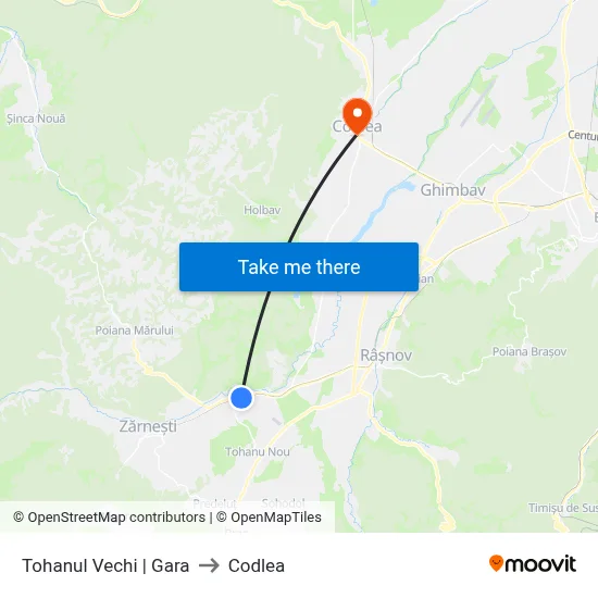 Tohanul Vechi | Gara to Codlea map