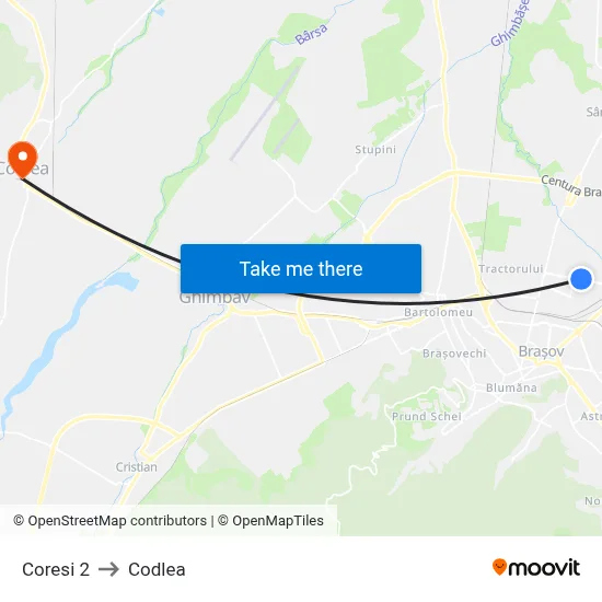 Coresi 2 to Codlea map