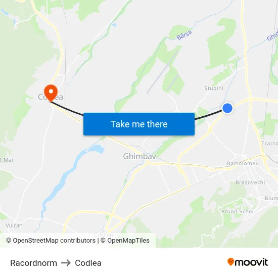 Racordnorm to Codlea map