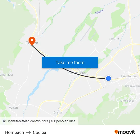 Hornbach to Codlea map