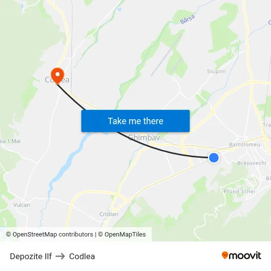 Depozite Ilf to Codlea map