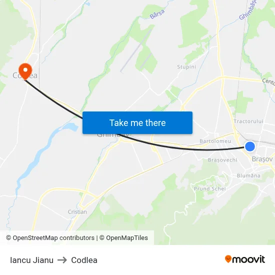 Iancu Jianu to Codlea map