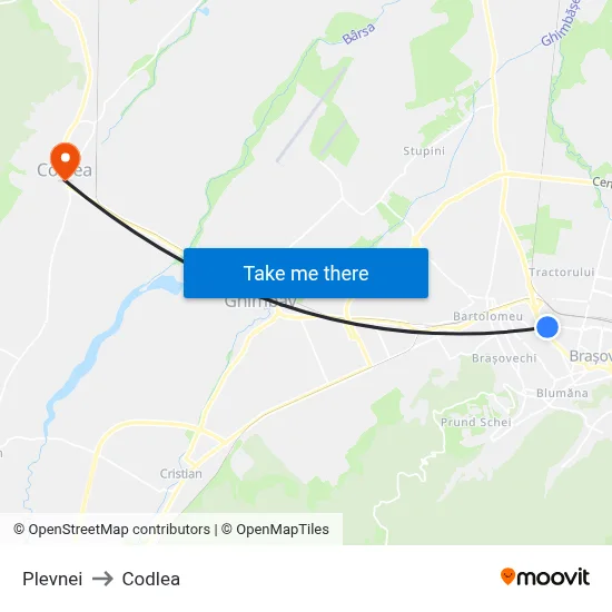 Plevnei to Codlea map
