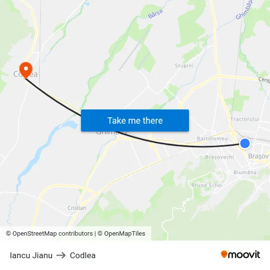 Iancu Jianu to Codlea map