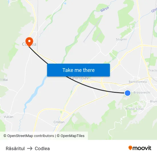 Răsăritul to Codlea map