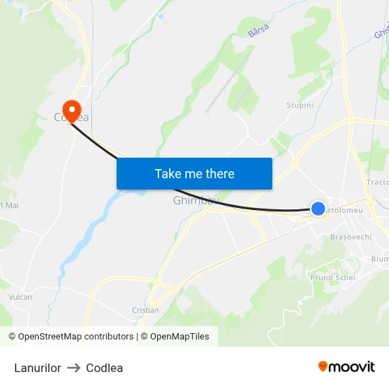 Lanurilor to Codlea map