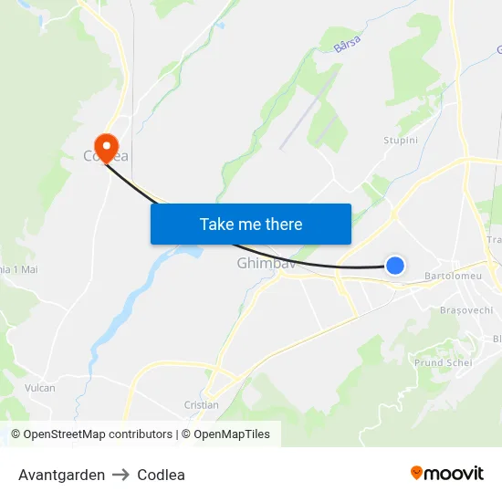 Avantgarden to Codlea map