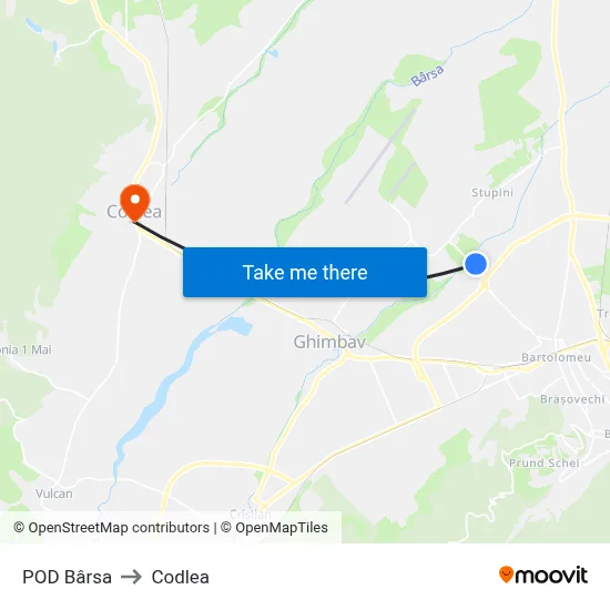 POD Bârsa to Codlea map