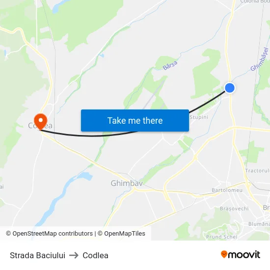 Strada Baciului to Codlea map