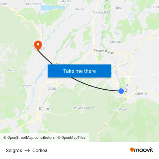 Selgros to Codlea map