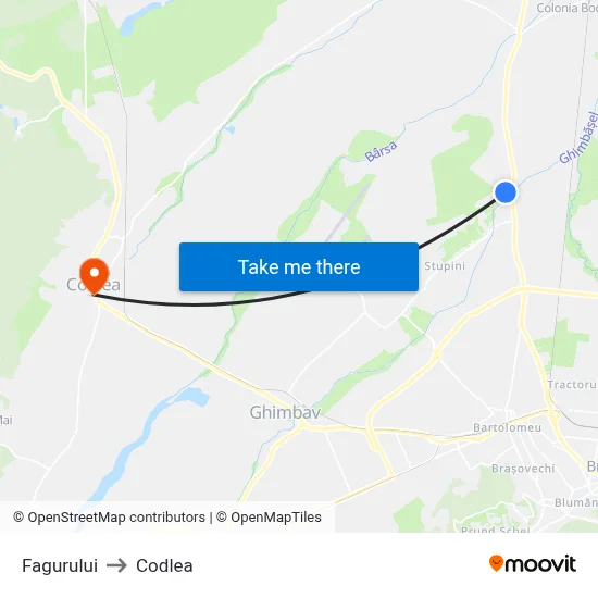 Fagurului to Codlea map