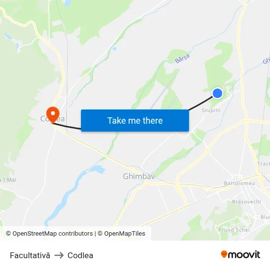 Facultativă to Codlea map