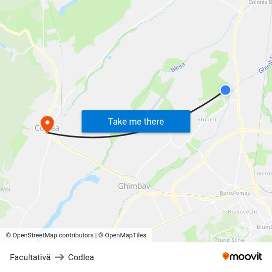 Facultativă to Codlea map