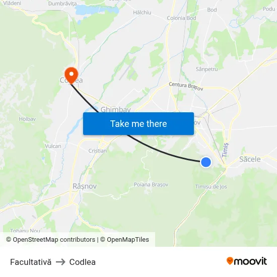 Facultativă to Codlea map