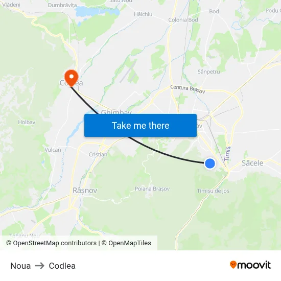 Noua to Codlea map