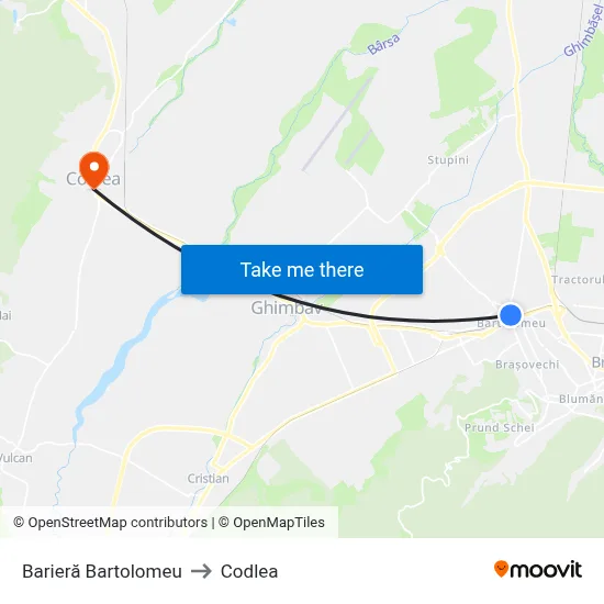 Barieră Bartolomeu to Codlea map