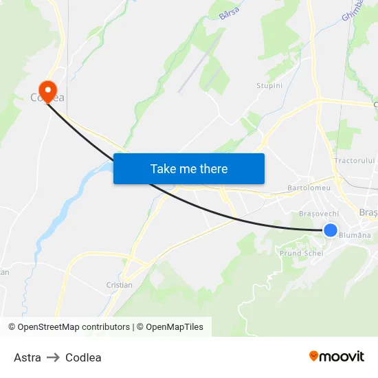 Astra to Codlea map
