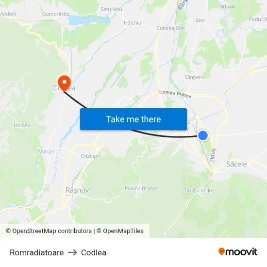 Romradiatoare to Codlea map