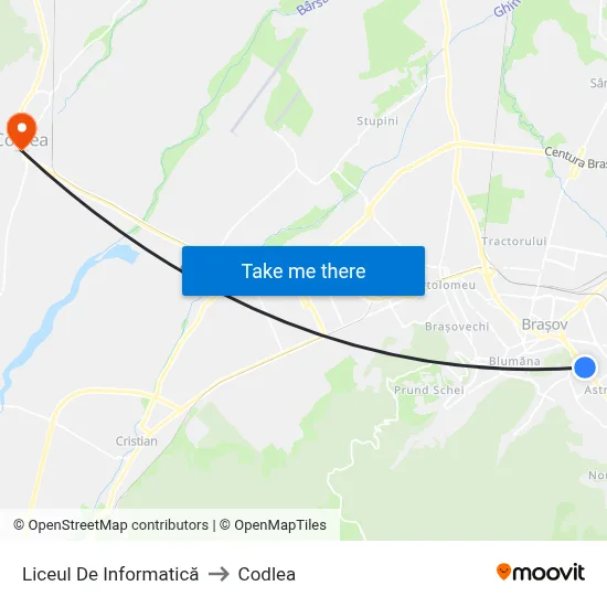 Liceul De Informatică to Codlea map