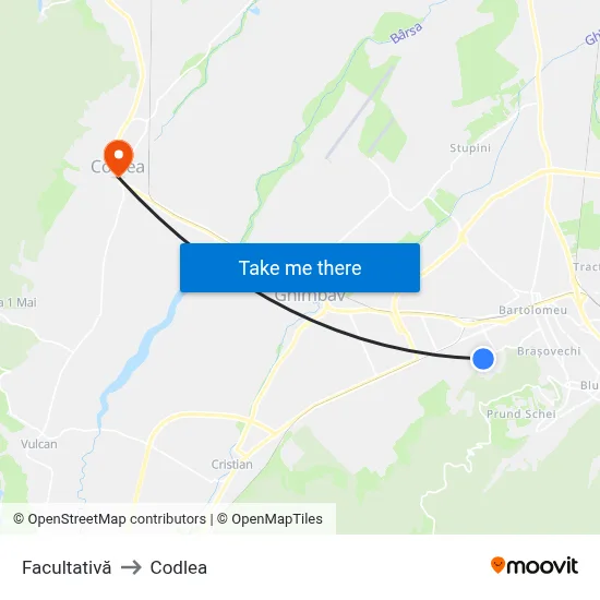 Facultativă to Codlea map