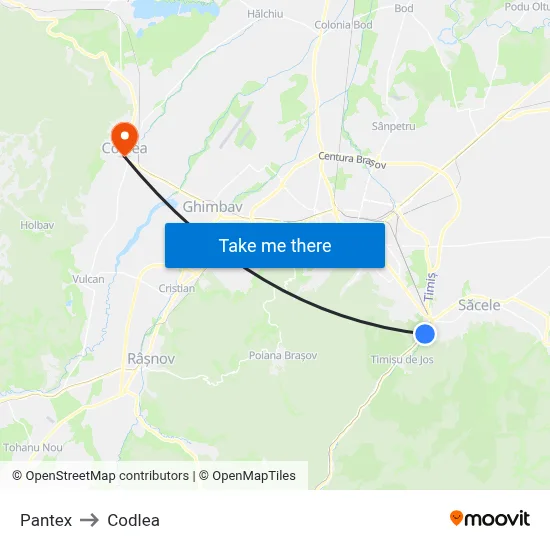 Pantex to Codlea map