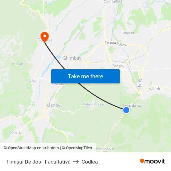 Timișul De Jos | Facultativă to Codlea map