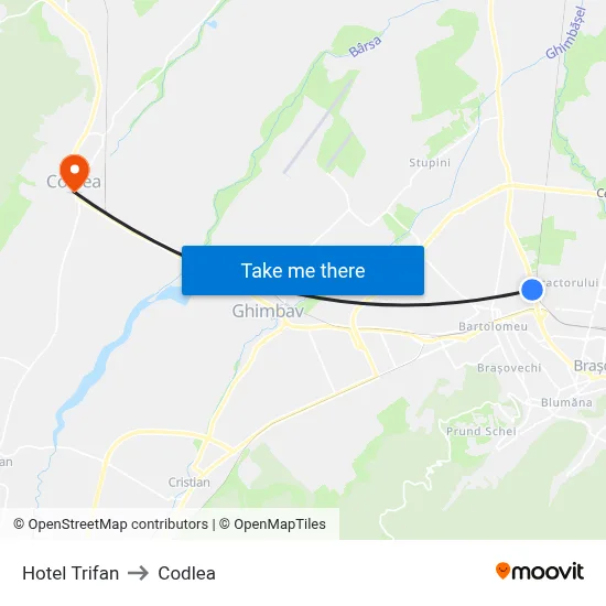 Hotel Trifan to Codlea map