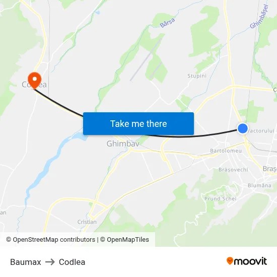 Baumax to Codlea map
