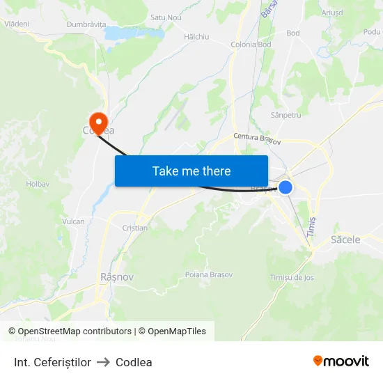 Int. Ceferiștilor to Codlea map