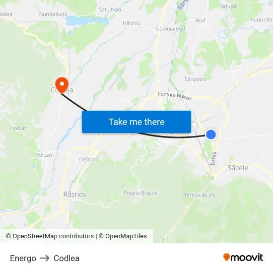 Energo to Codlea map