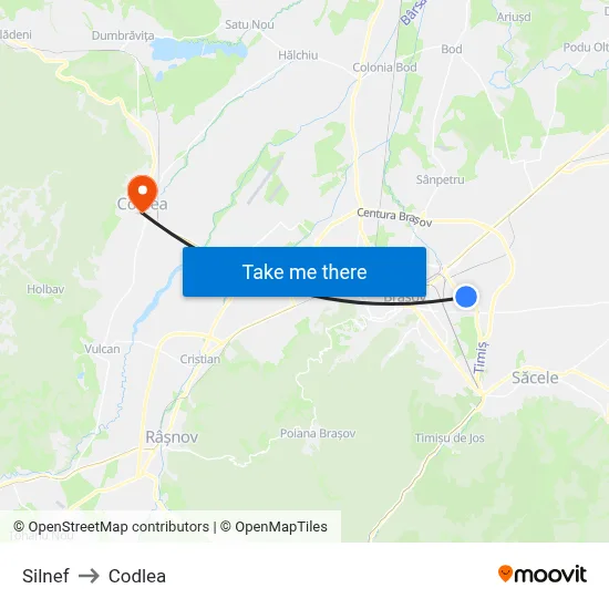 Silnef to Codlea map