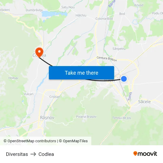 Diversitas to Codlea map