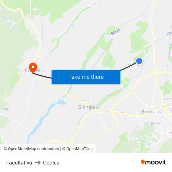 Facultativă to Codlea map