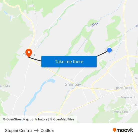 Stupini Centru to Codlea map